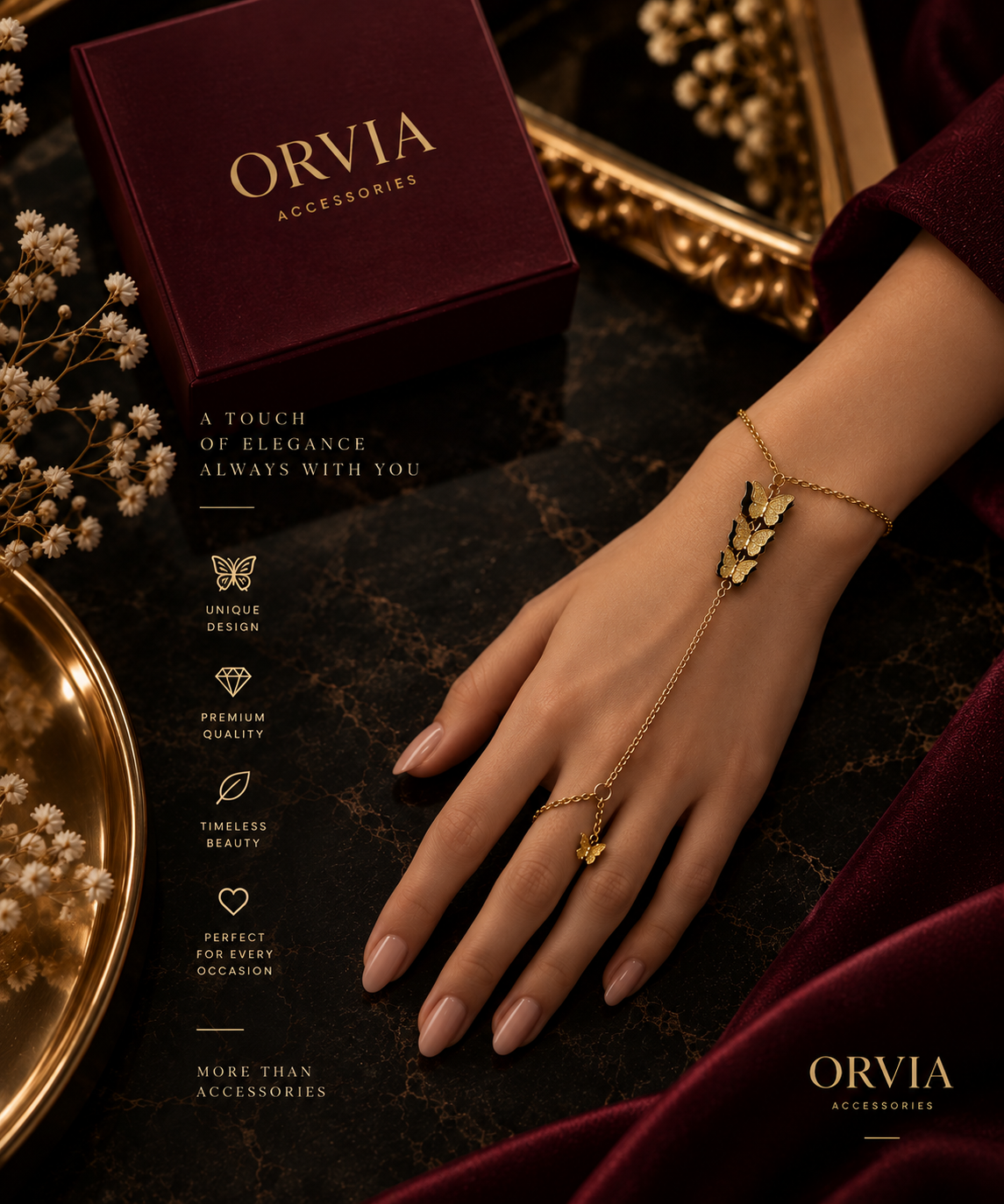 ORVIA Butterfly Grace Hand Chain